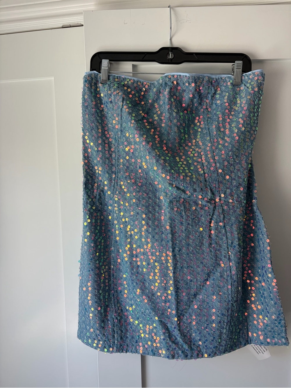 NWT - More to Come Blue Sequin Strapless Mini Dress